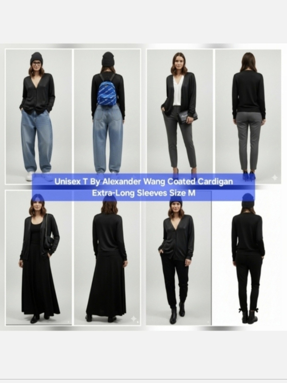 T by Alexander Wang Coated Cardigan, Extra-Long Sleeves Size M